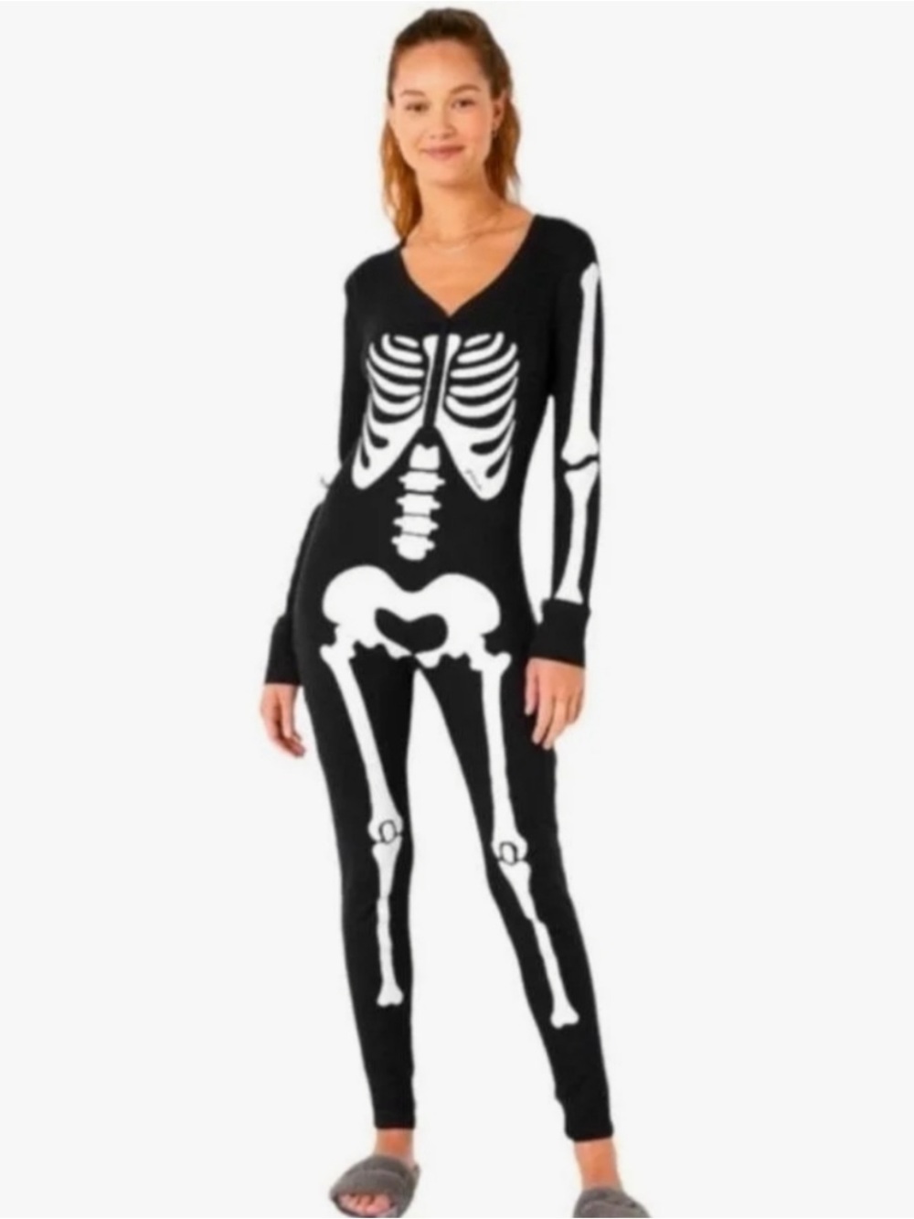 Victorias Secret Black and White Skelton Onsie Pajamas XXL
